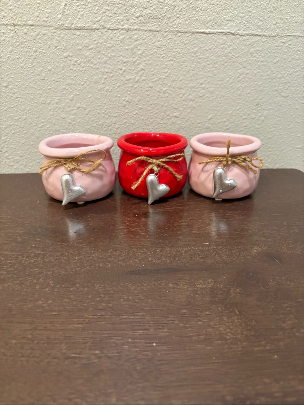 Decorative Pink and Red Ceramic Heart Planters